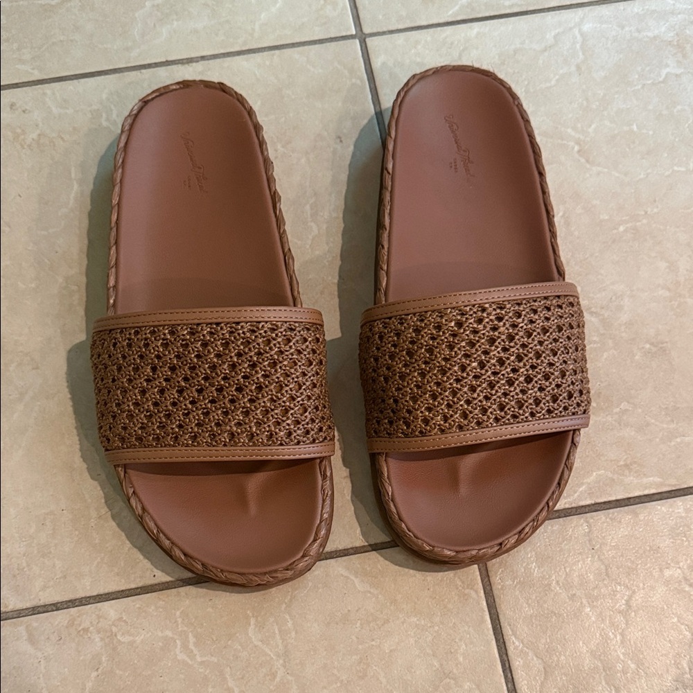 Target Universal Thread Brown Slide Sandals - Woven Strap